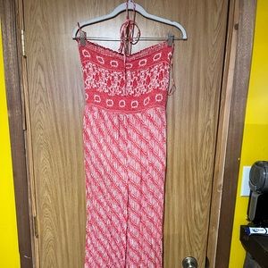 Free People Tube Strapless Jumpsuit Red